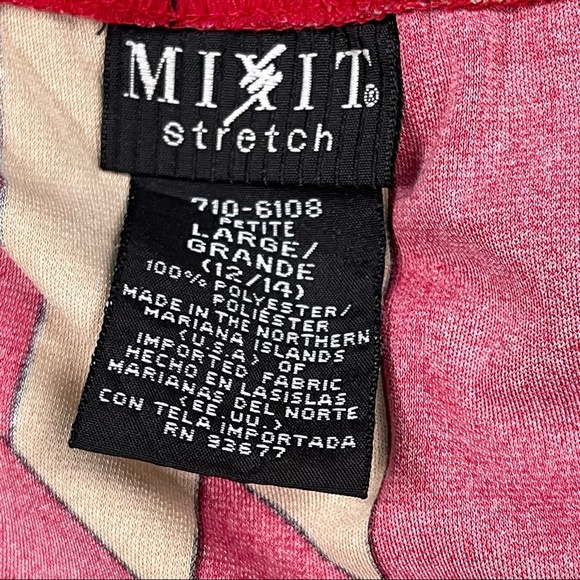 Vintage Red and Tan Print Stretchy Skirt - Picture 3 of 5